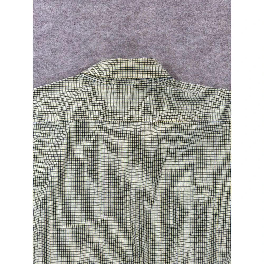 Banana Republic Stretch Shirt Mens Large Green Micro Check Cotton Button Up